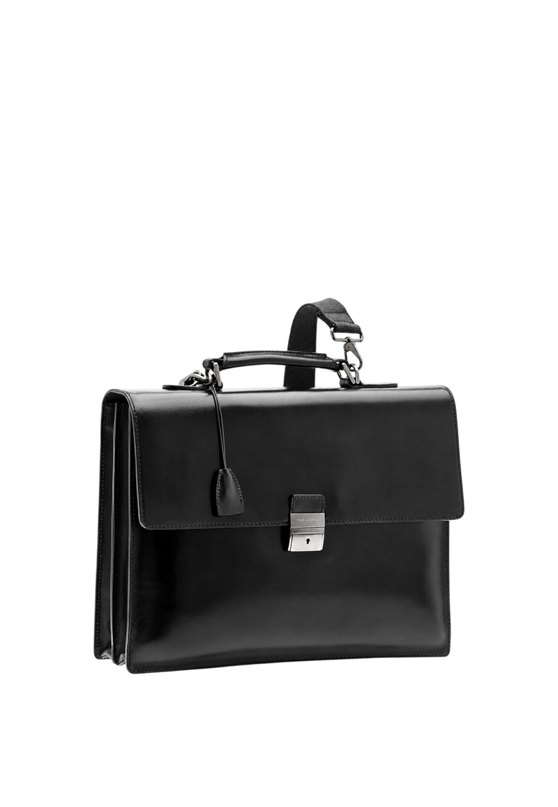 Cartella di pelle uomo porta pc con tracolla Nero