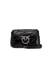 Pinko Love Mini Puff Borsa Donna in Nappa Trapuntata Nero/argento