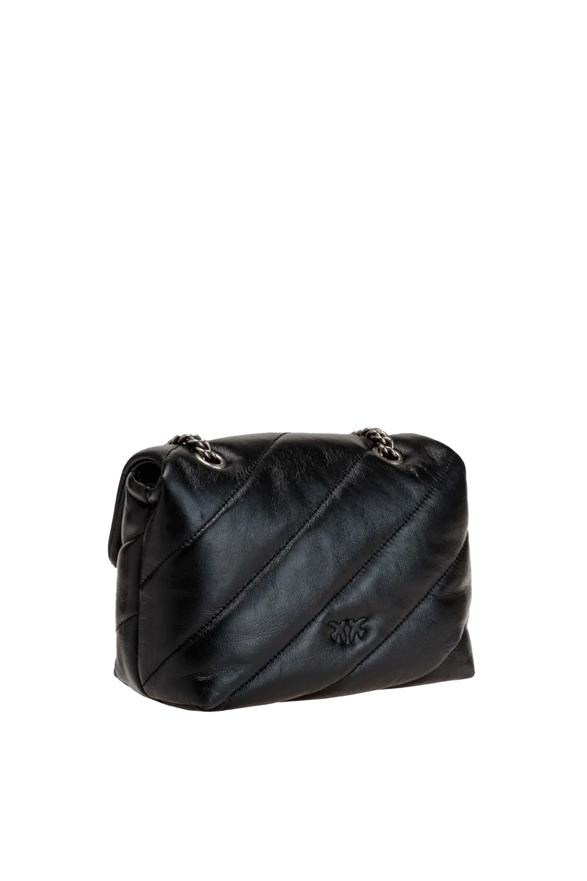 Pinko Love Mini Puff Borsa Donna in Nappa Trapuntata Nero/argento