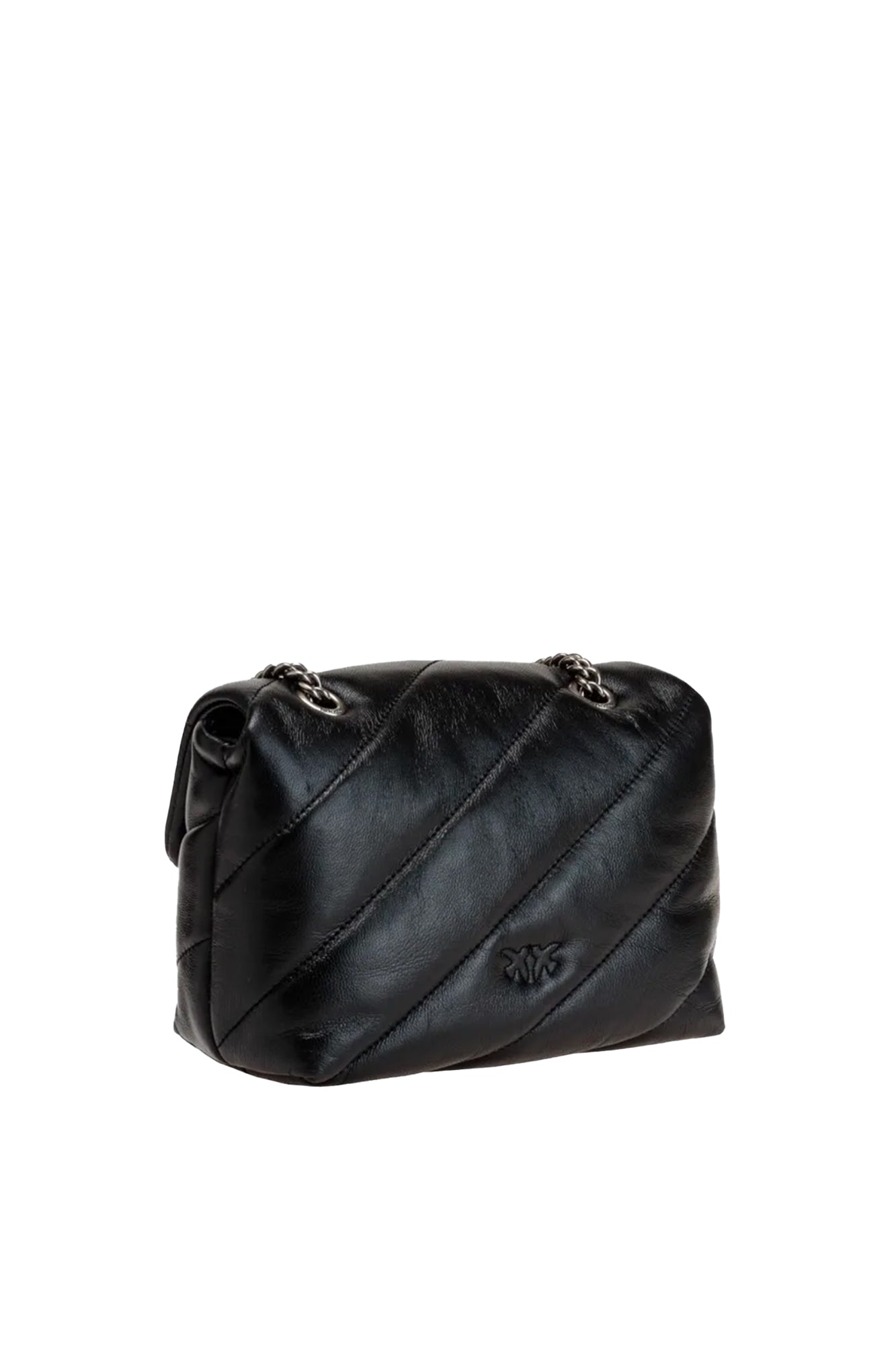 Pinko Love Mini Puff Borsa Donna in Nappa Trapuntata Nero/argento