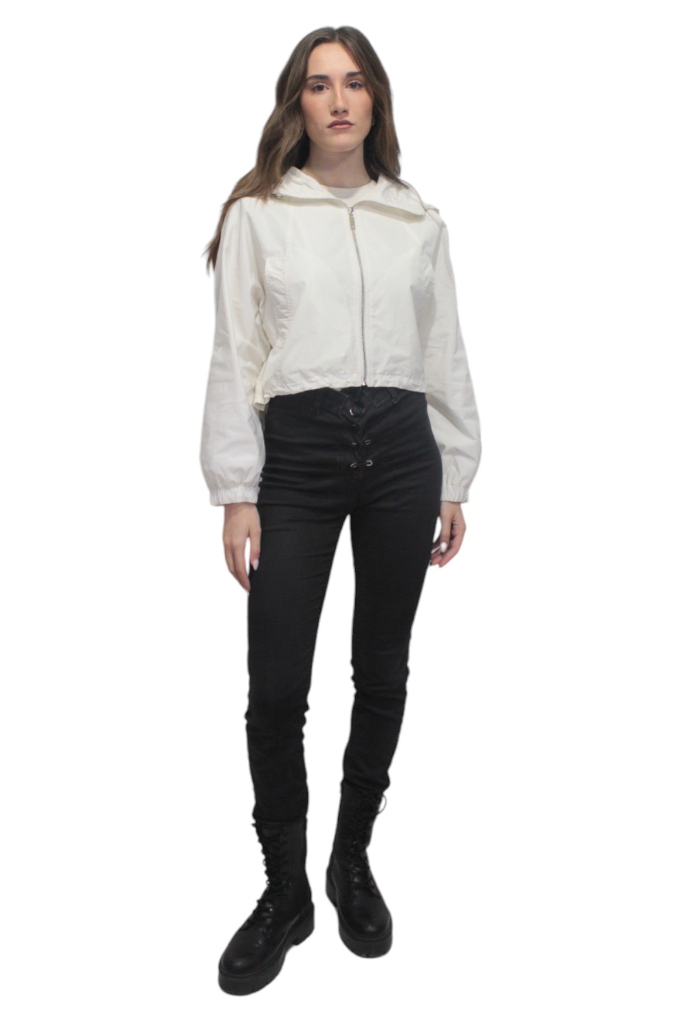 Giacca in nylon con cappuccio e zip 241LL2LAA