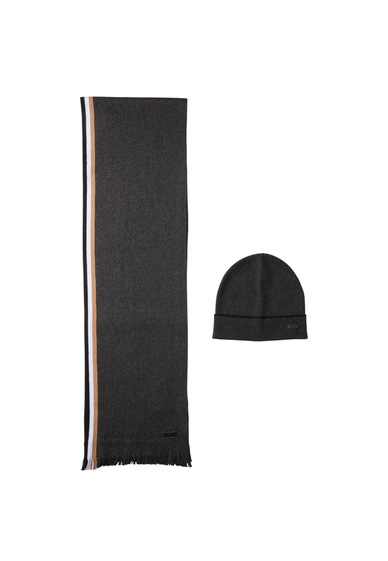 Set Sciarpa e Cappello Uomo Boss Medium Grey