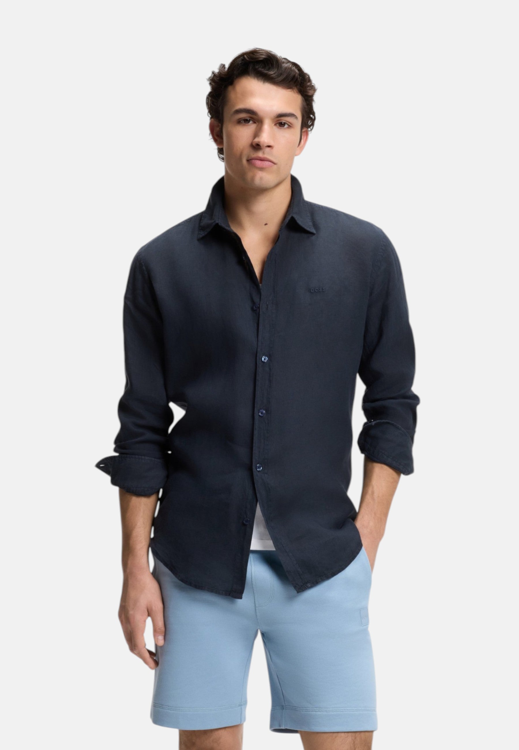 Camicia Uomo Boss Dark Blue