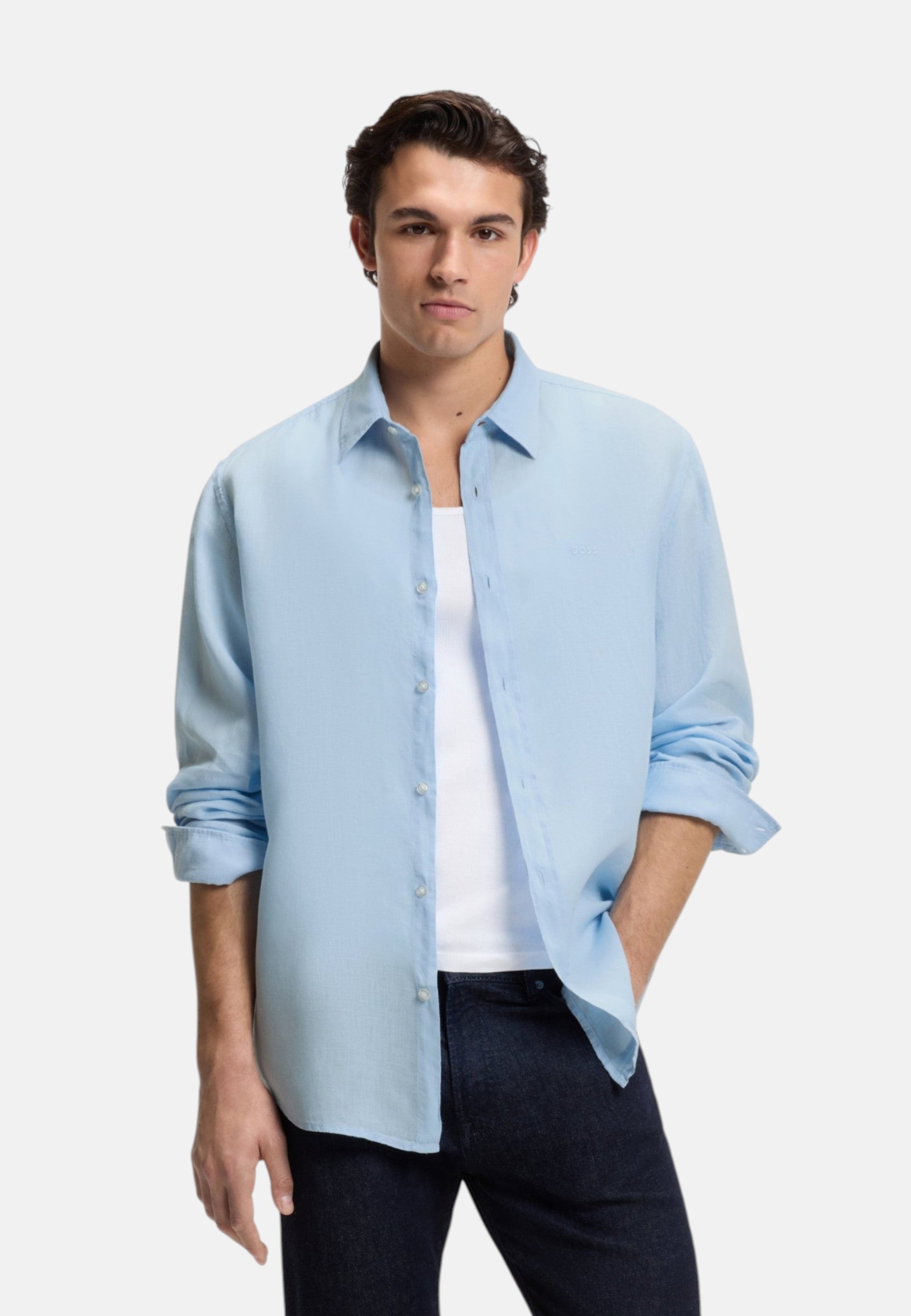 Camicia Uomo Boss Open Blue
