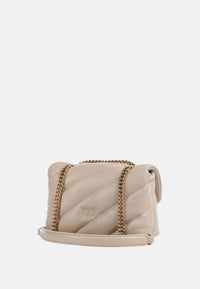 Pinko Love Mini Puff Borsa Donna in Nappa Trapuntata Beige/grigio/oro