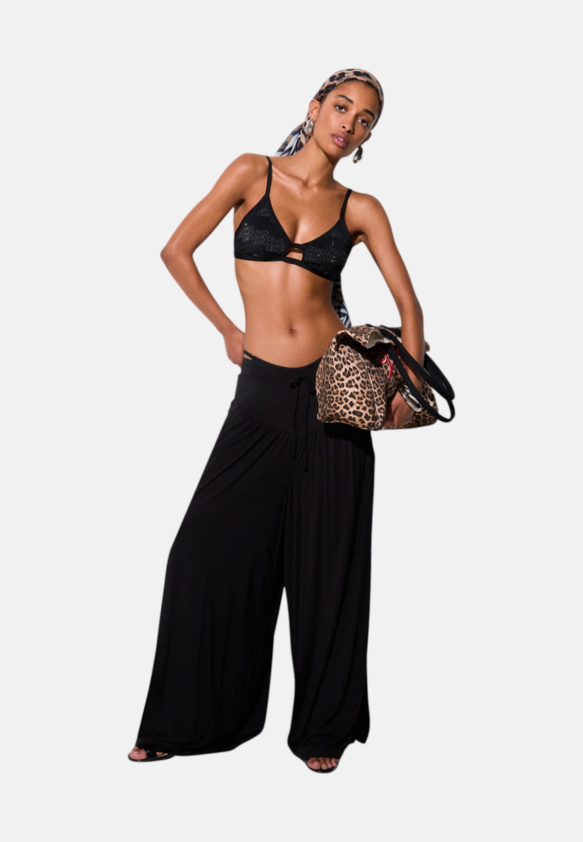 Pantaloni ampi in jersey LIU.JO Nero