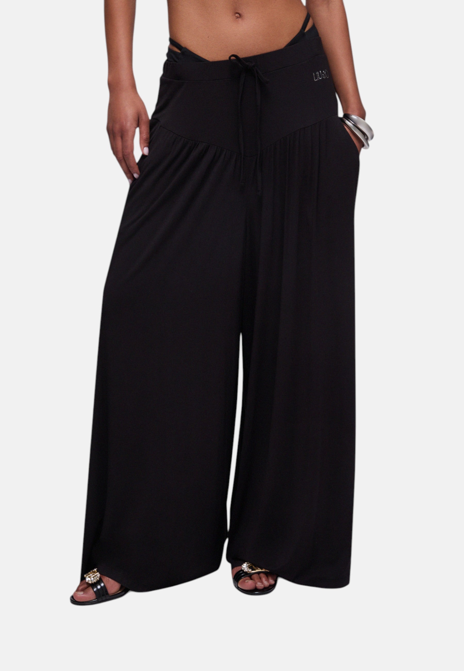Pantaloni ampi in jersey LIU.JO Nero