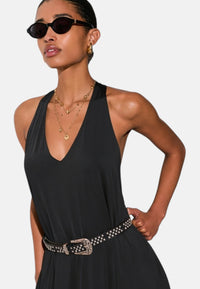 Abito Donna lungo in jersey lucido Nero