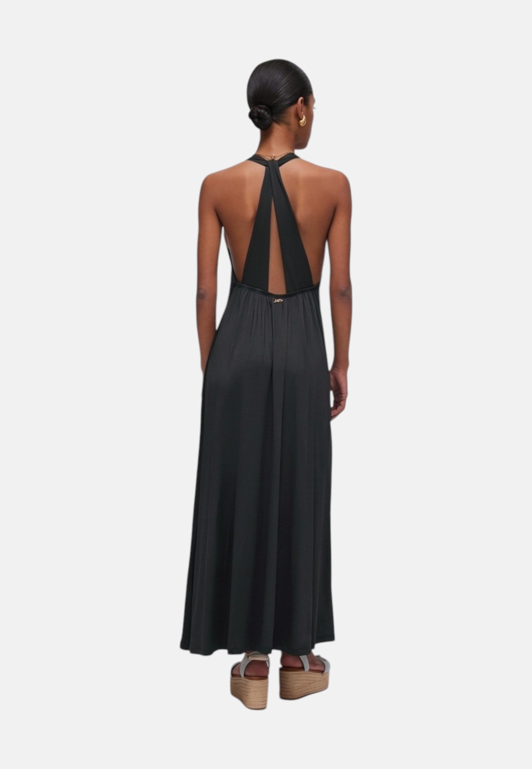 Abito Donna lungo in jersey lucido Nero