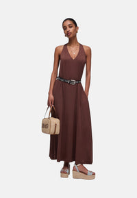 Abito Donna lungo in jersey lucido Terra