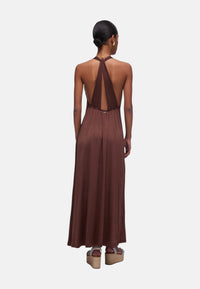 Abito Donna lungo in jersey lucido Terra