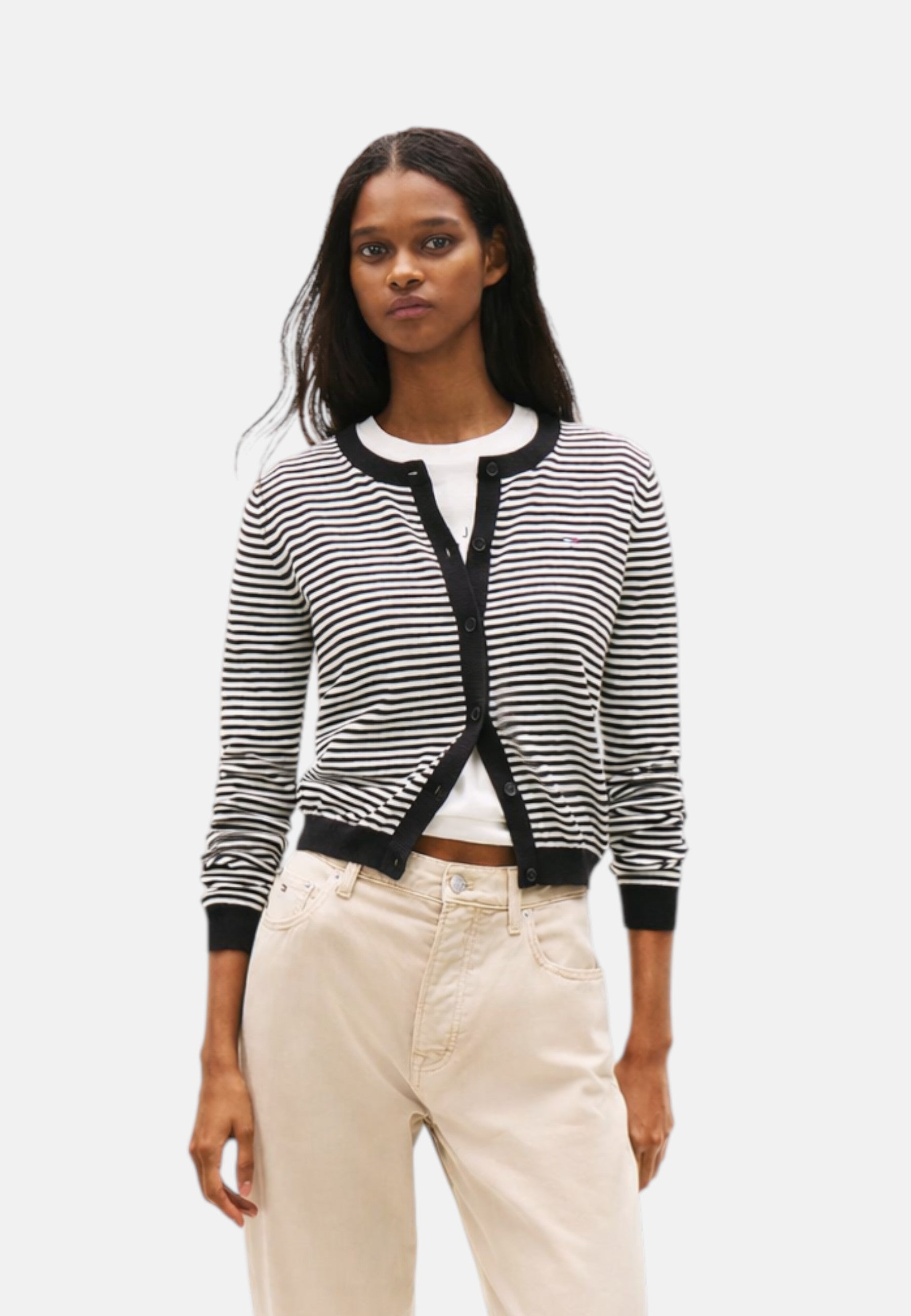 Cardigan Donna Tommy Hilfiger Nero/bianco