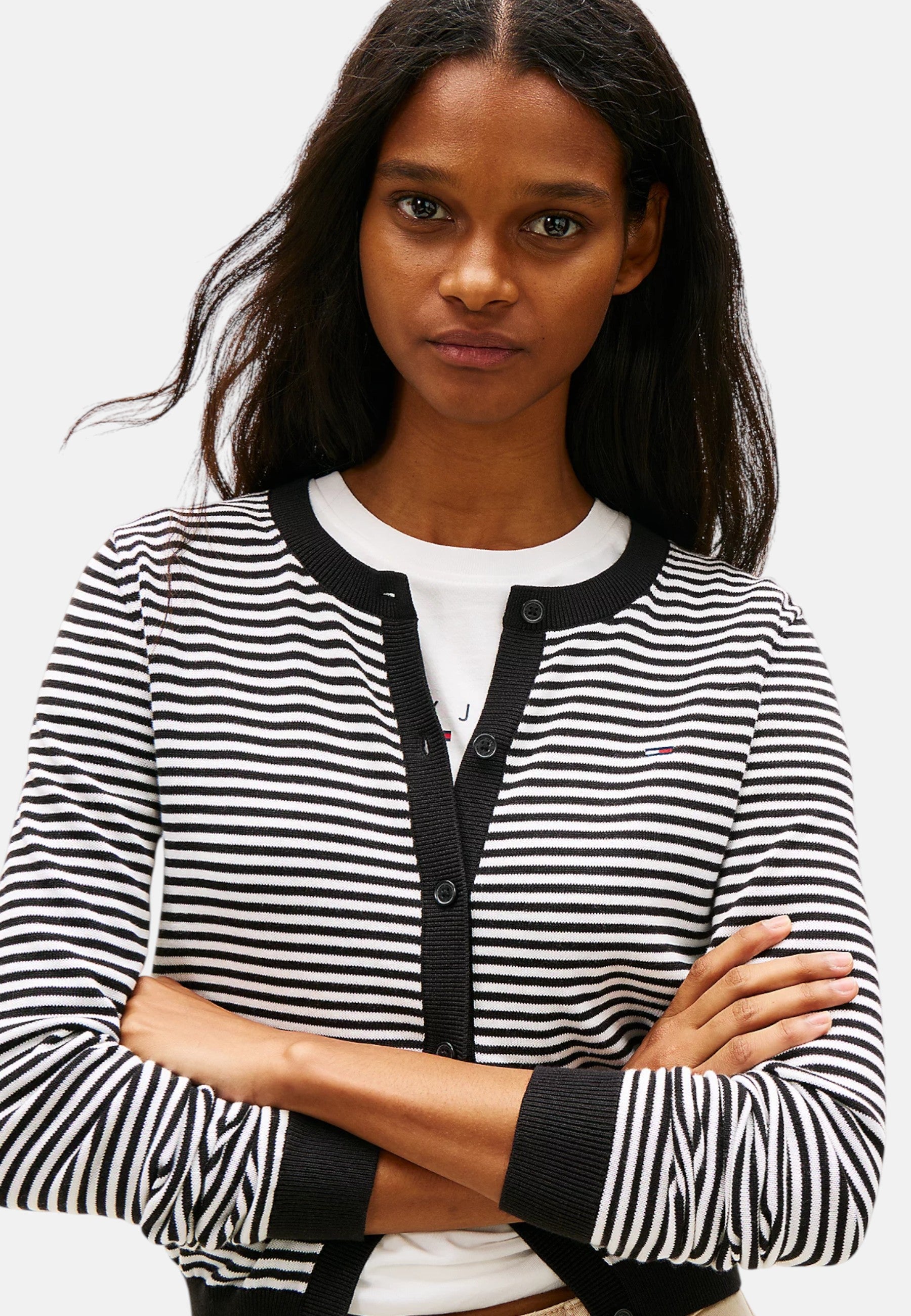 Cardigan Donna Tommy Hilfiger Nero/bianco