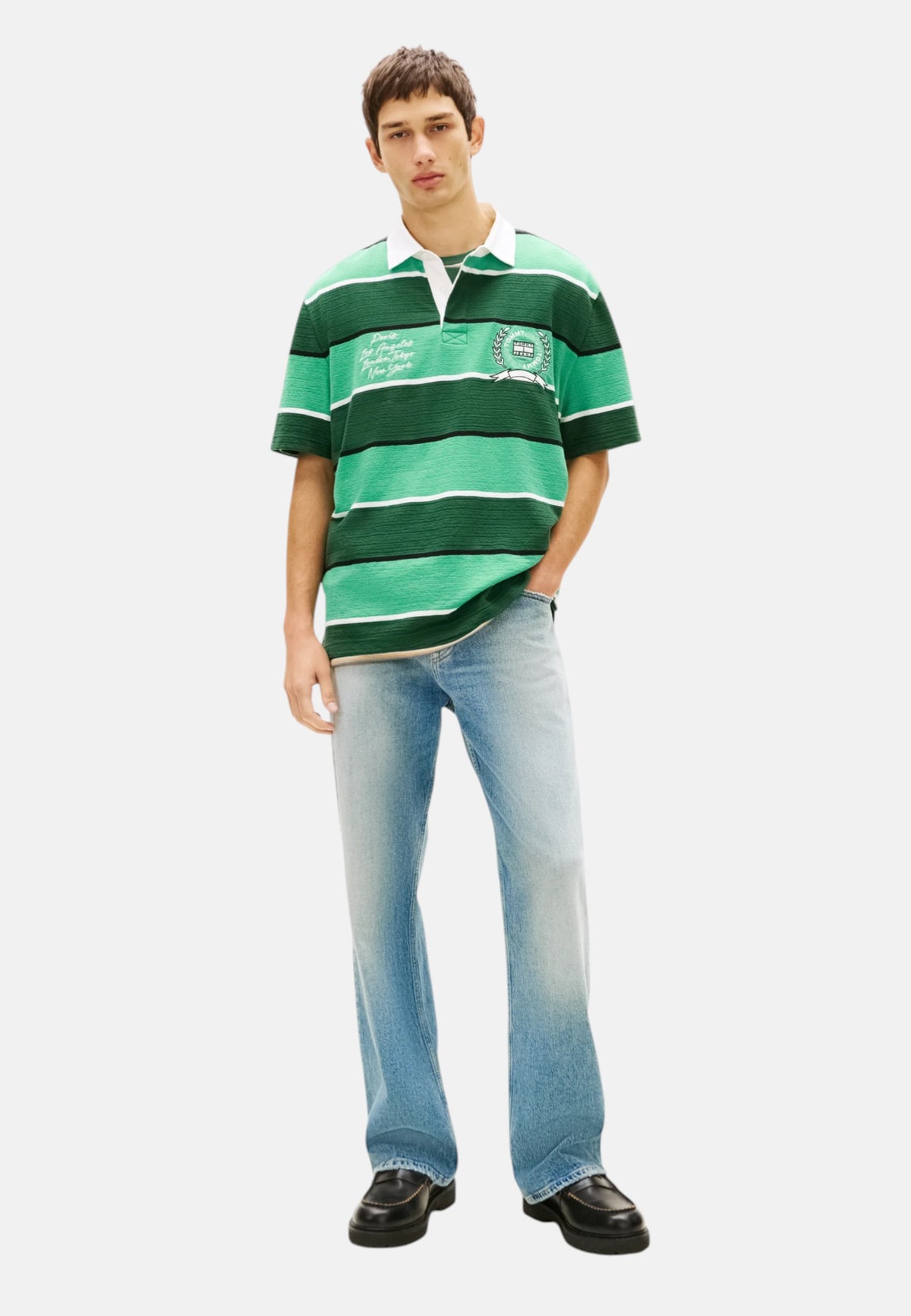 Polo Uomo relaxed fit a righe Verde