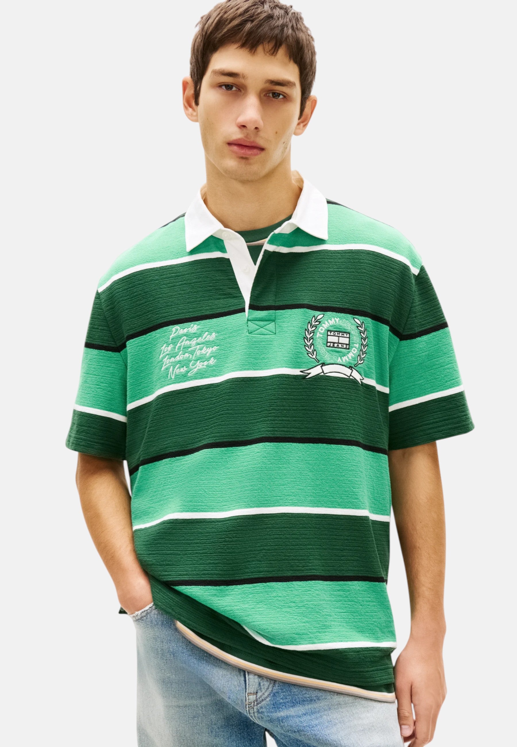 Polo Uomo relaxed fit a righe Verde