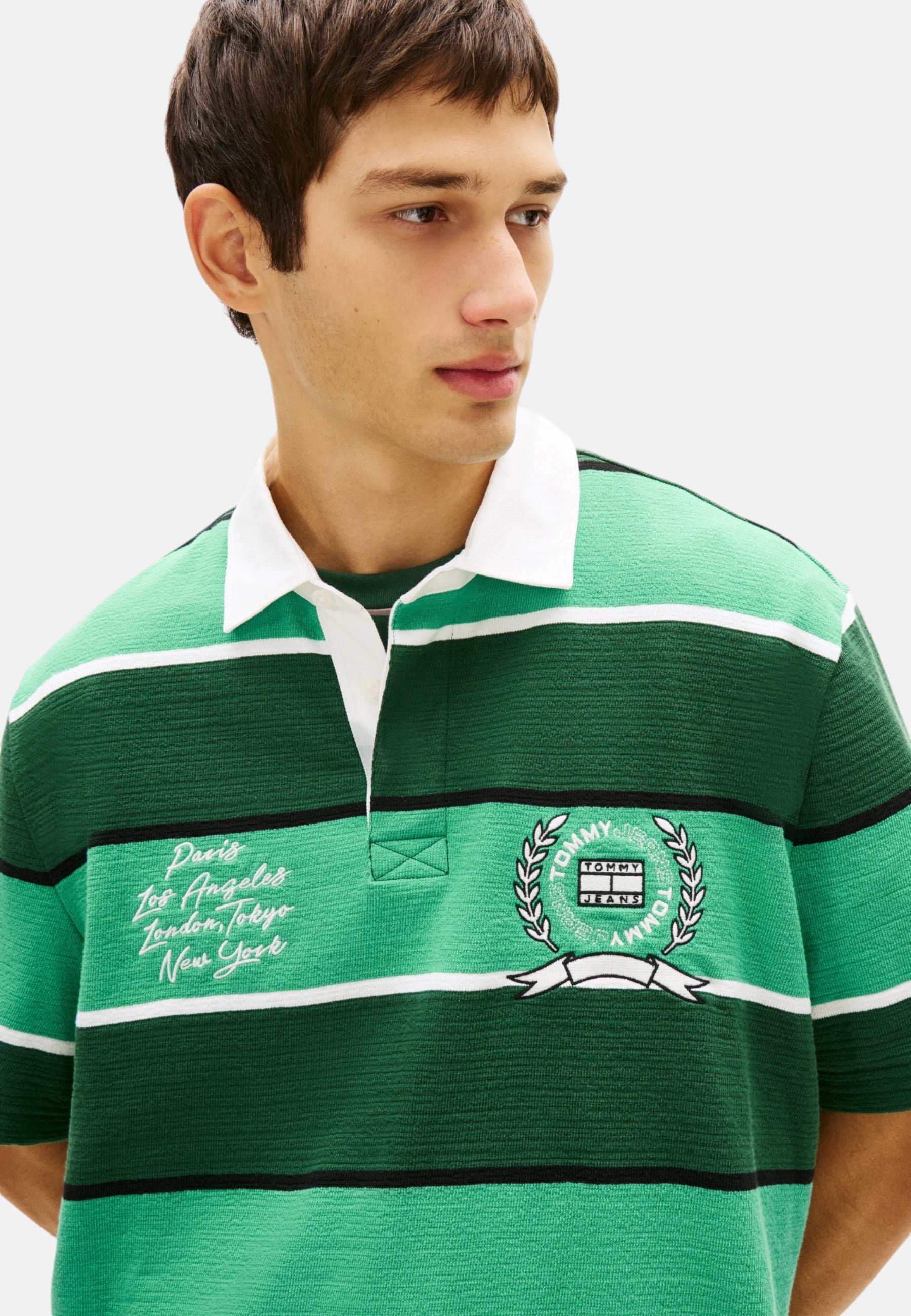 Polo Uomo relaxed fit a righe Verde