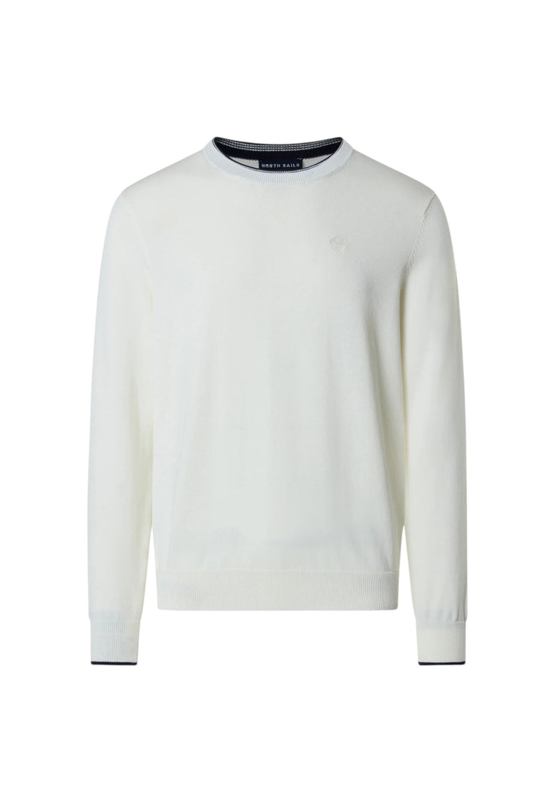 Maglione girocollo con logo tono su tono Uomo North Sails Marshmallow
