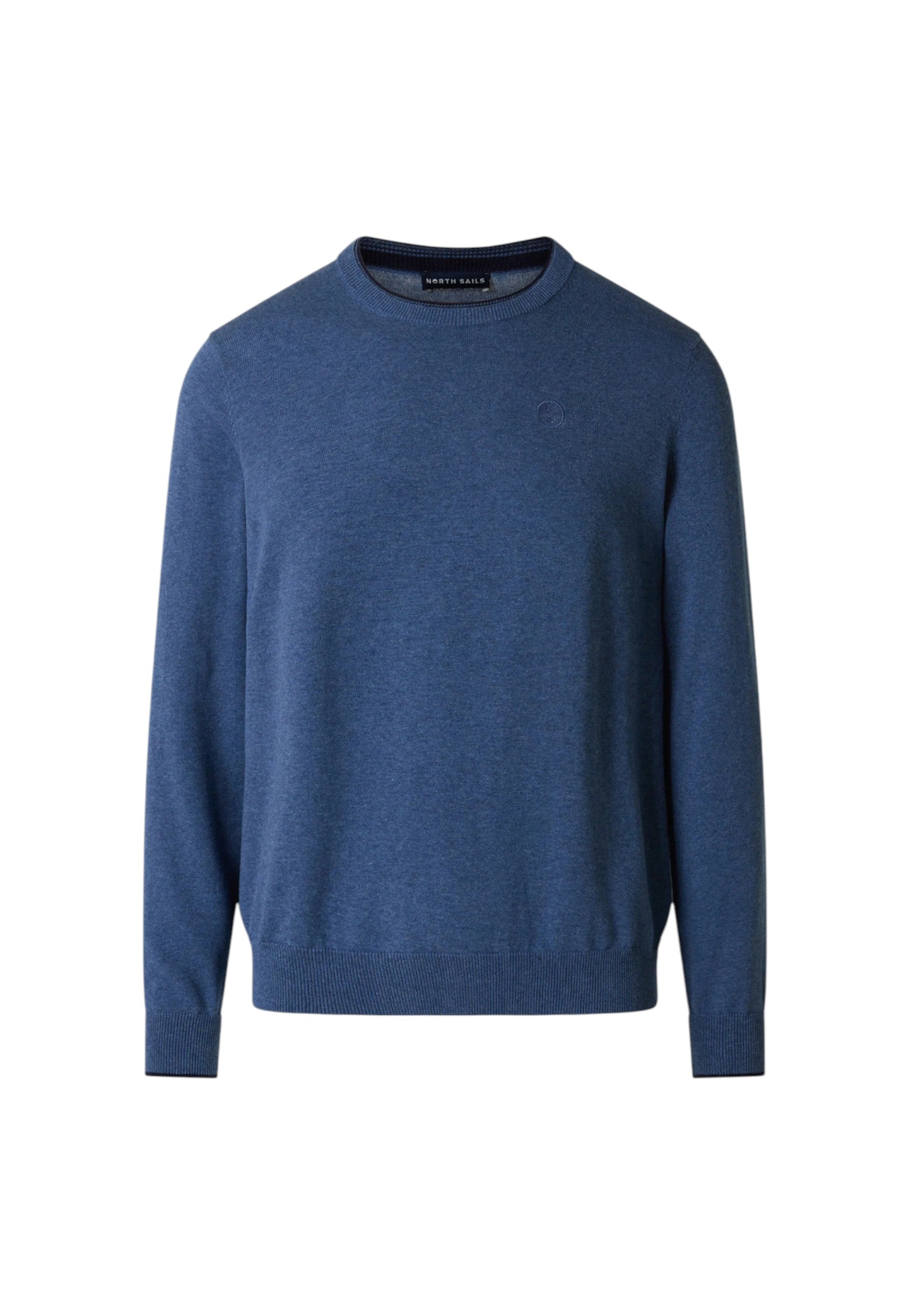 Maglione girocollo con logo tono su tono Uomo North Sails Denim Blue Melange