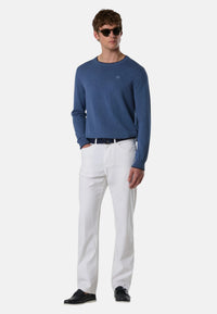 Maglione girocollo con logo tono su tono Uomo North Sails Denim Blue Melange