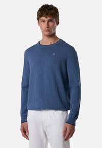 Maglione girocollo con logo tono su tono Uomo North Sails Denim Blue Melange