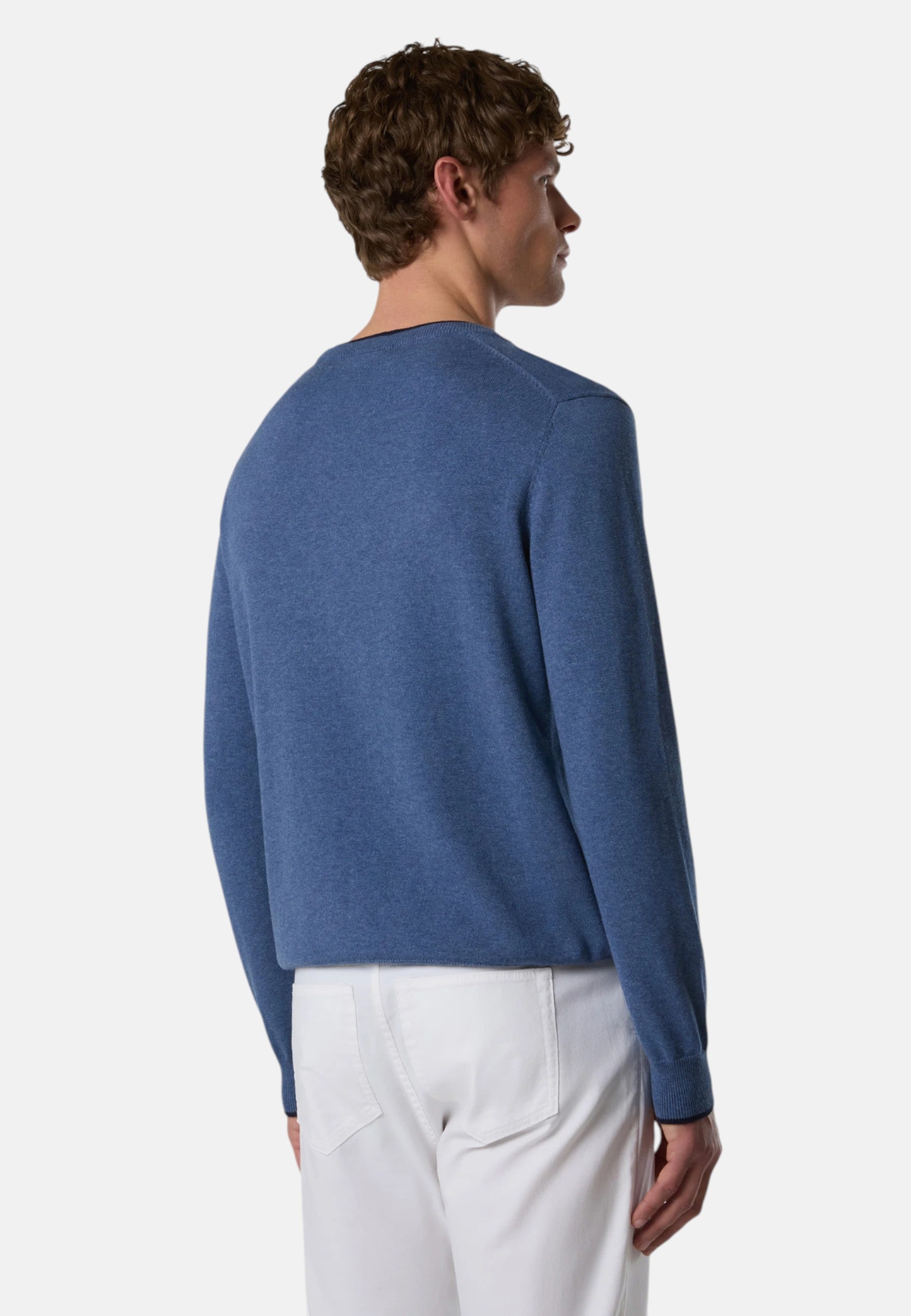 Maglione girocollo con logo tono su tono Uomo North Sails Denim Blue Melange