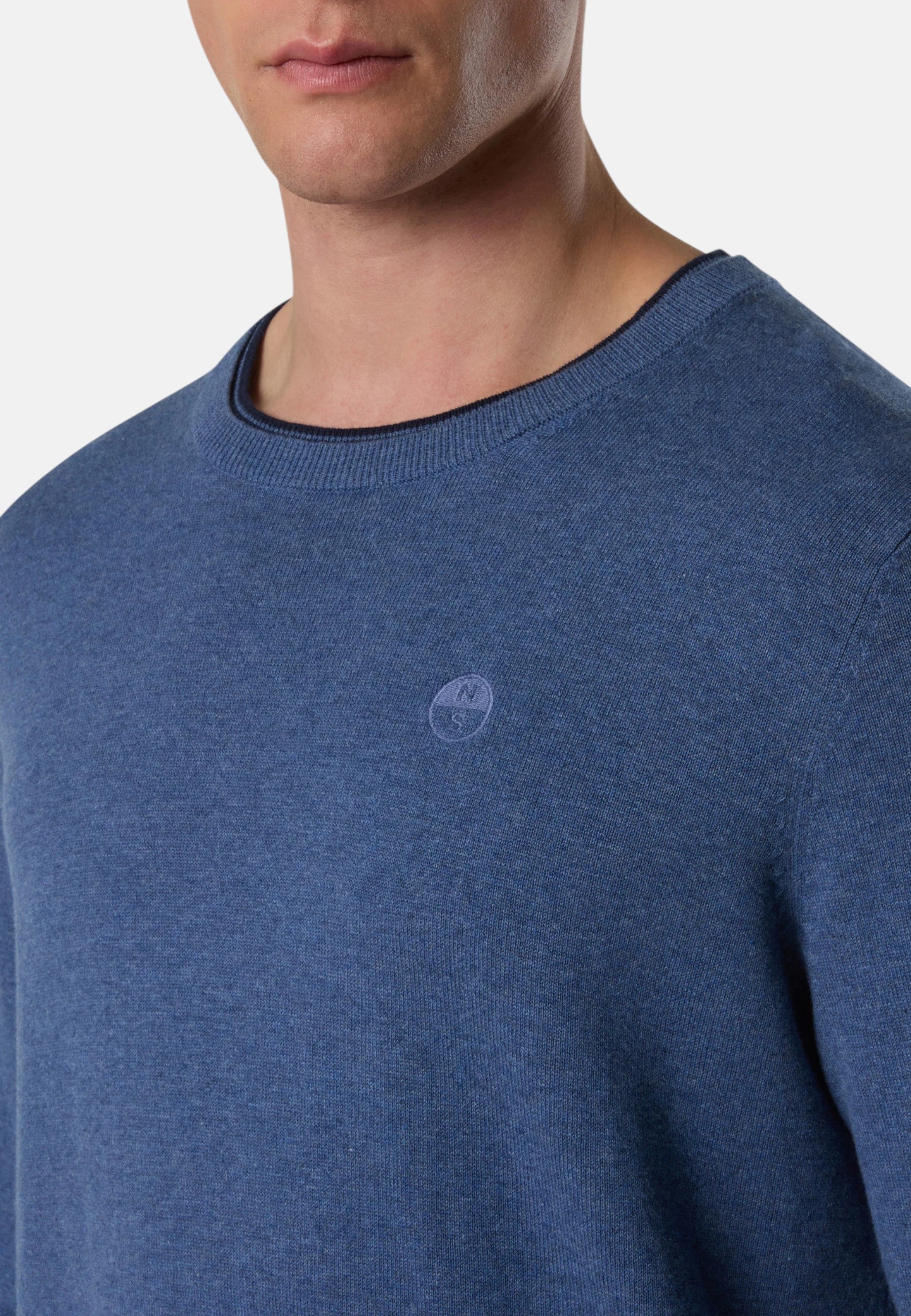 Maglione girocollo con logo tono su tono Uomo North Sails Denim Blue Melange