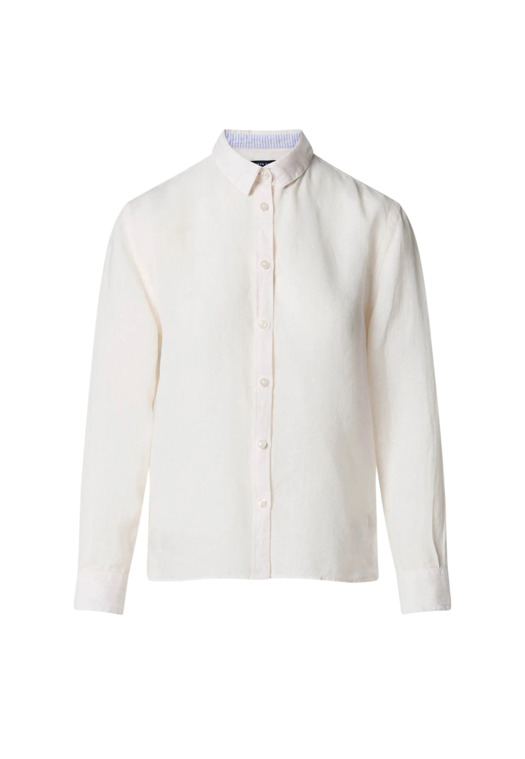 Camicia in lino con logo ricamato Marshmallow