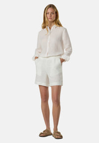 Camicia in lino con logo ricamato Marshmallow