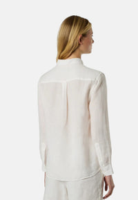 Camicia in lino con logo ricamato Marshmallow