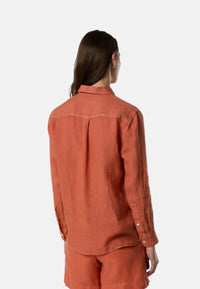 Camicia in lino con logo ricamato Mecca Orange