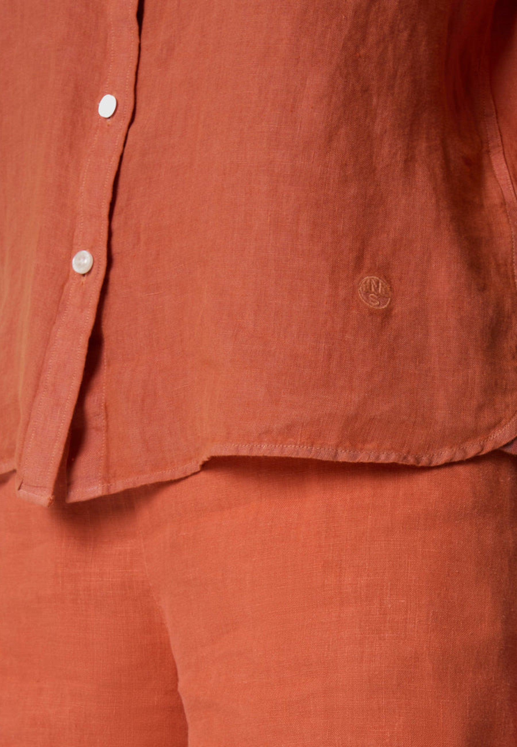 Camicia in lino con logo ricamato Mecca Orange
