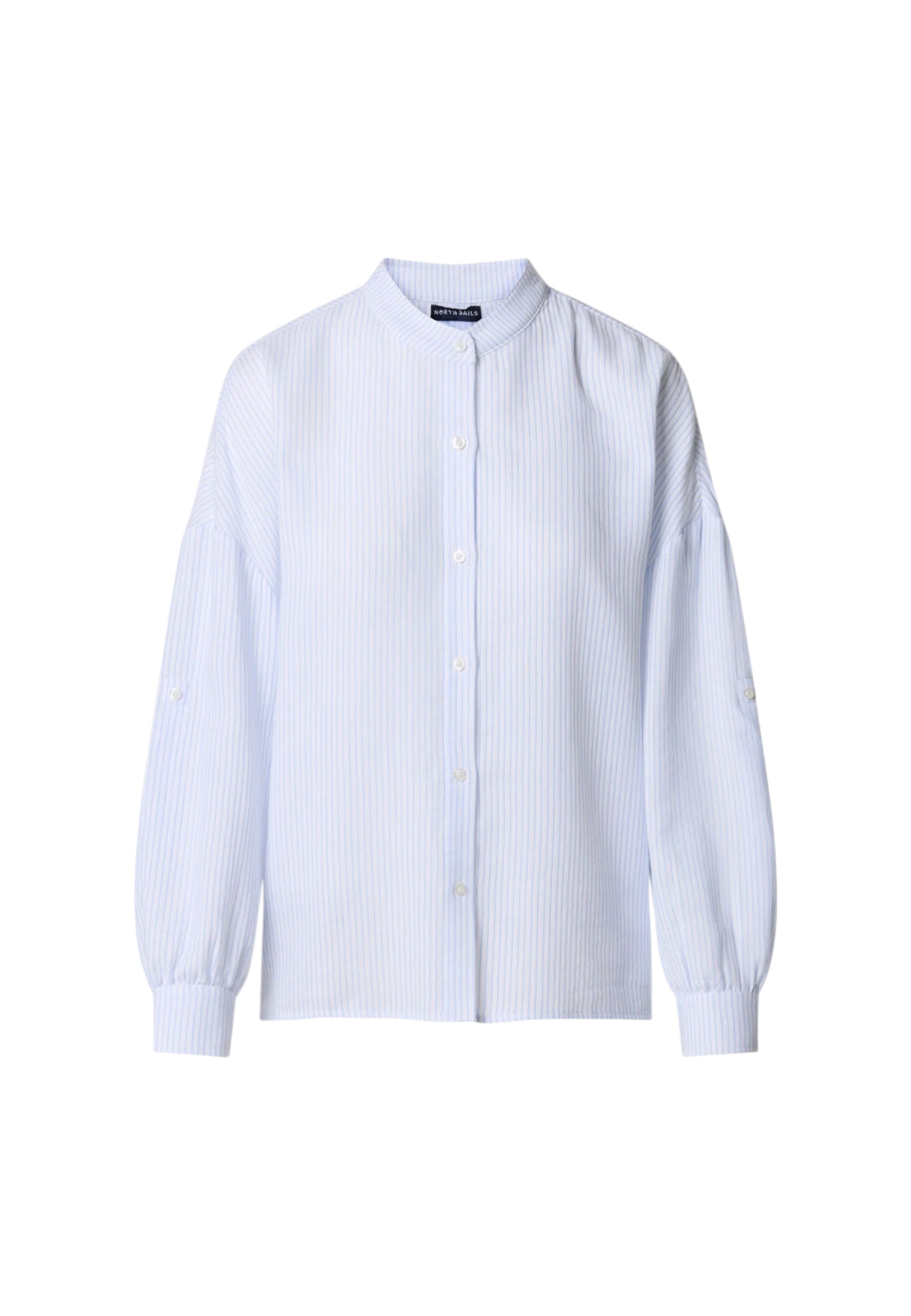 Camicia a righe con colletto alla coreana Combo 1