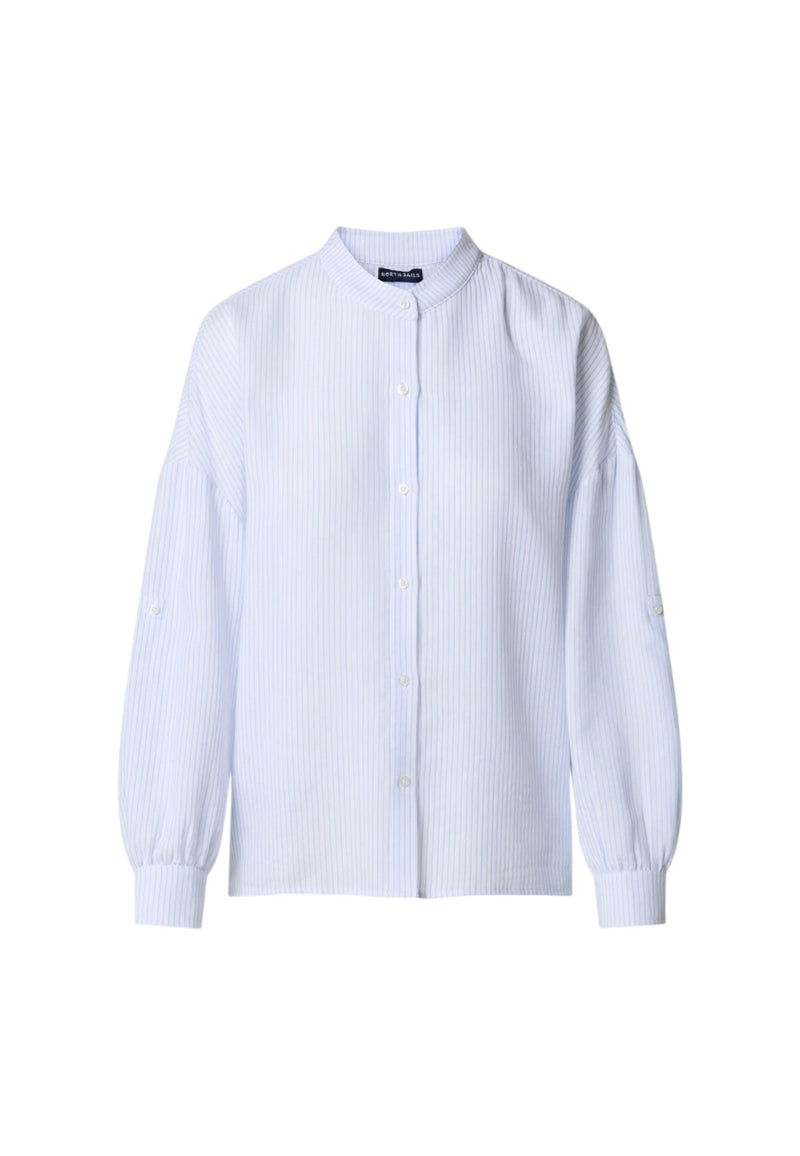 Camicia a righe con colletto alla coreana Combo 1