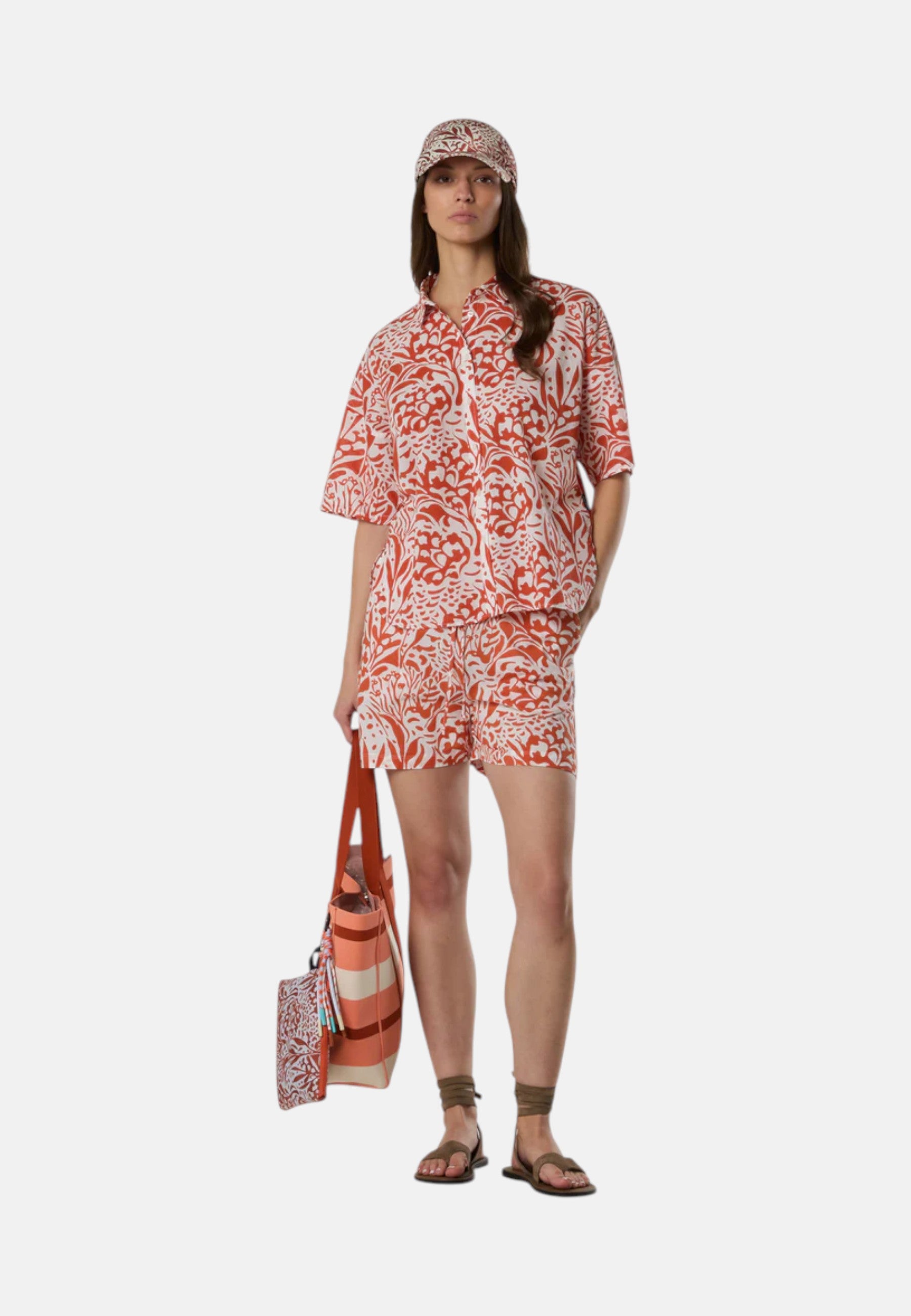 Camicia Donna in mussola con stampa corallo North Sails Combo 2