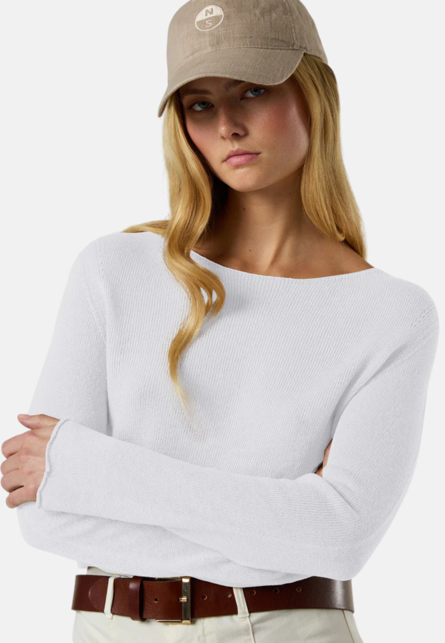 Maglia con scollo a barca senza cuciture Donna North Sails Marshmallow