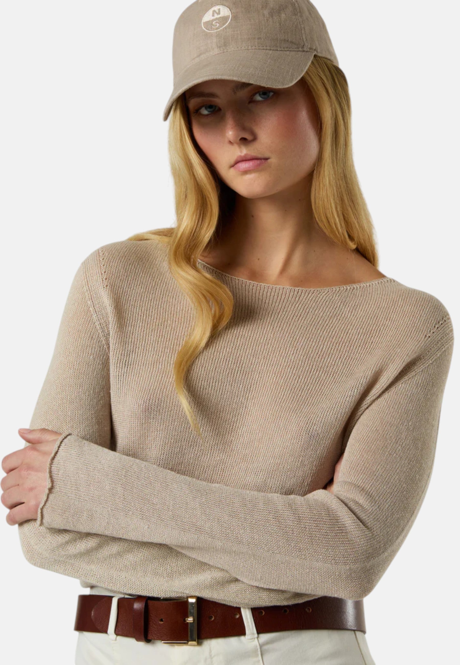 Maglia con scollo a barca senza cuciture Donna North Sails Light Stone