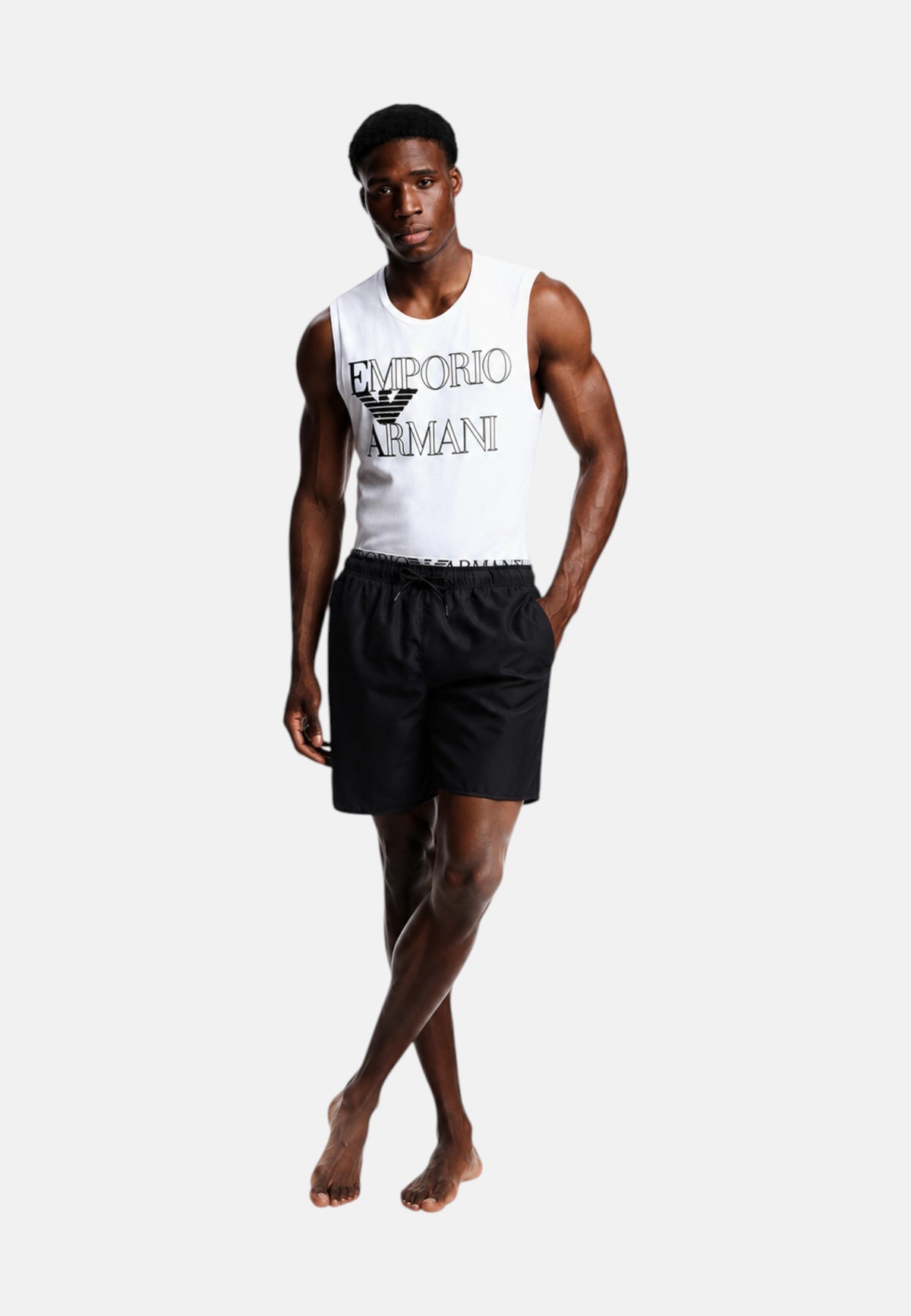 Boxer Emporio Armani Uomo in Cotone Stretch con Fascia Logata Black