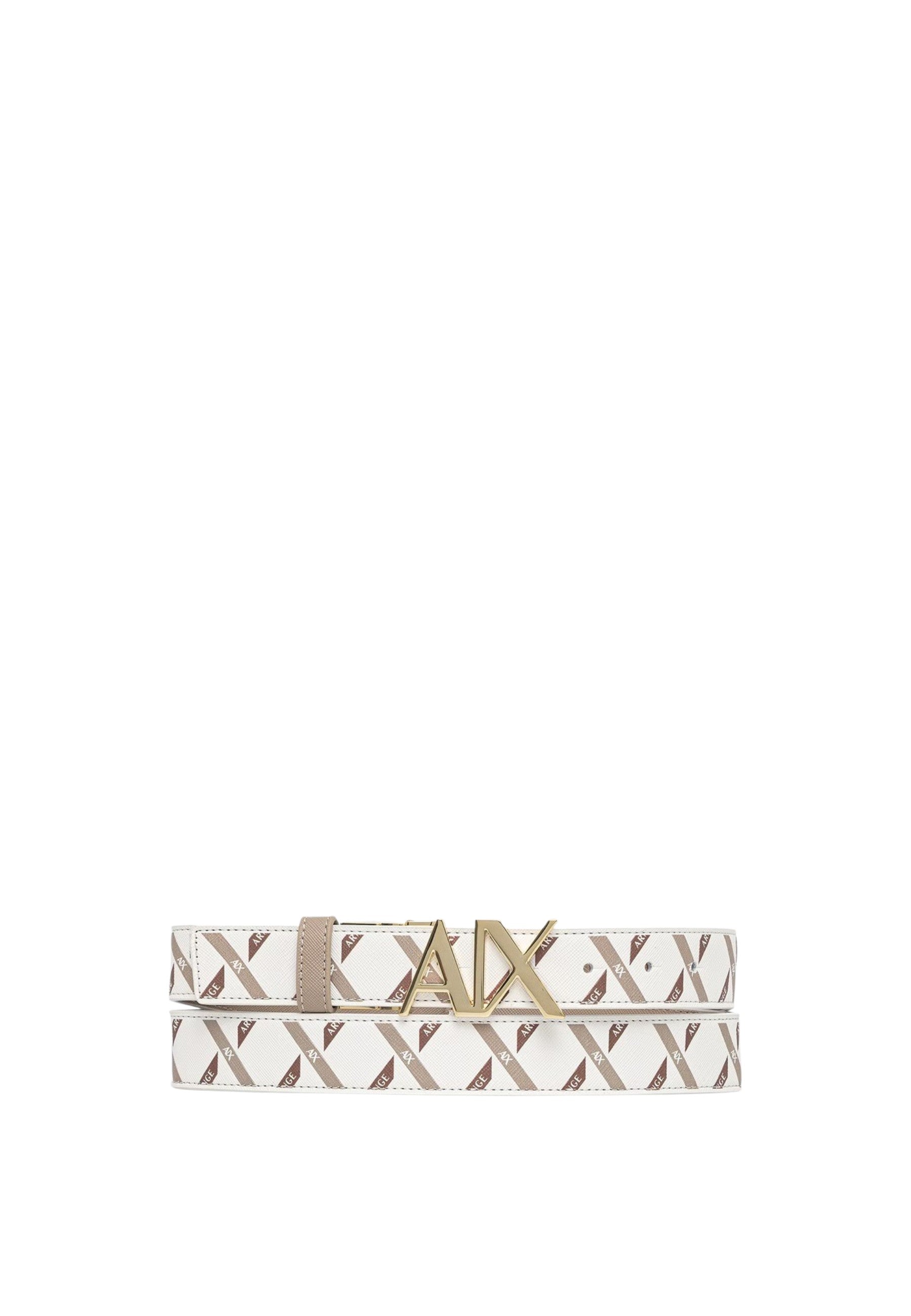 Armani Exchange Cintura reversibile bianca e beige da donna Off White/sand