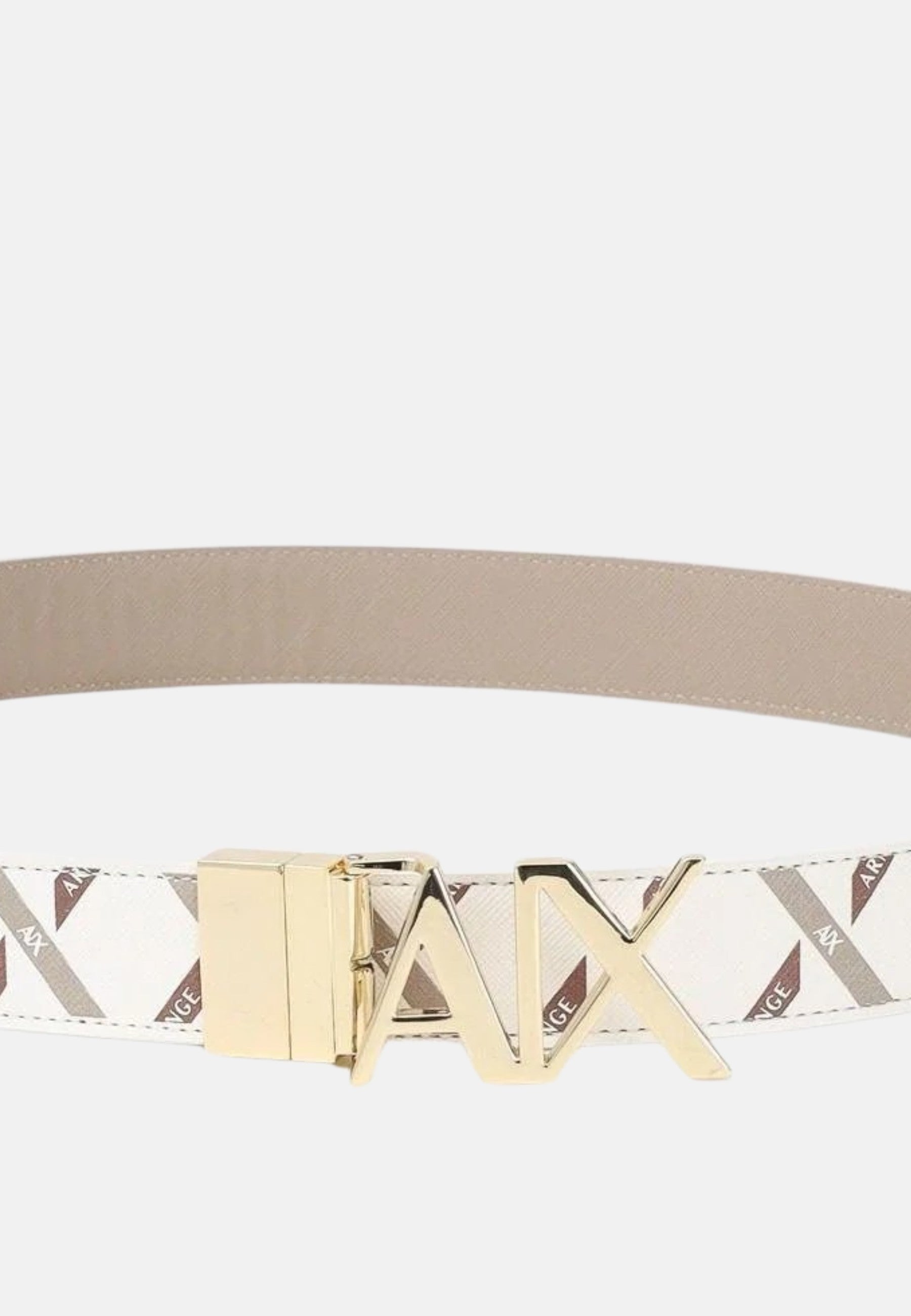 Armani Exchange Cintura reversibile bianca e beige da donna Off White/sand