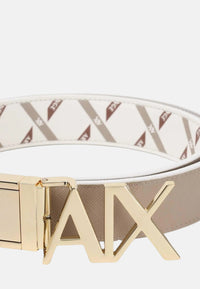Armani Exchange Cintura reversibile bianca e beige da donna Off White/sand