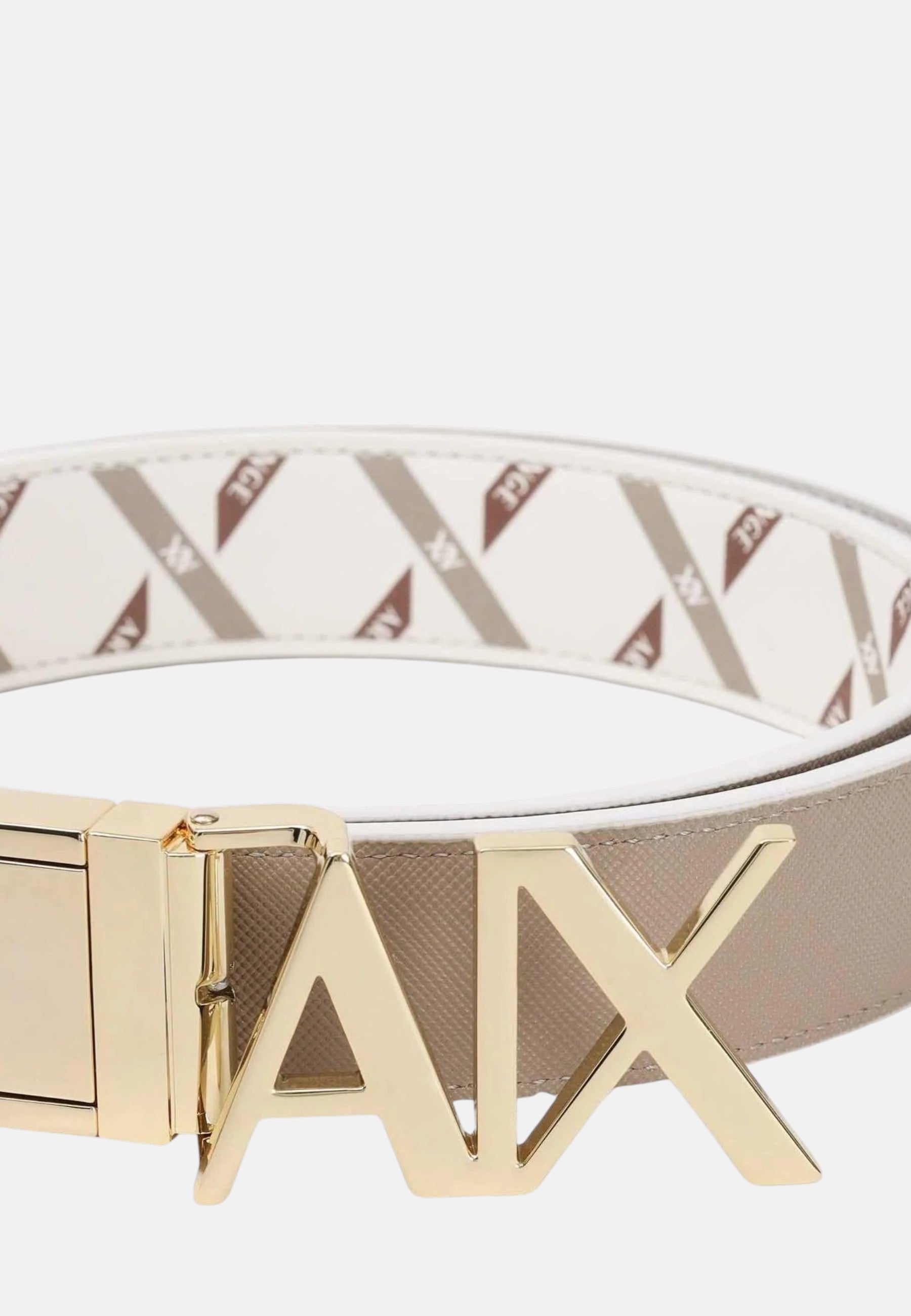 Armani Exchange Cintura reversibile bianca e beige da donna Off White/sand