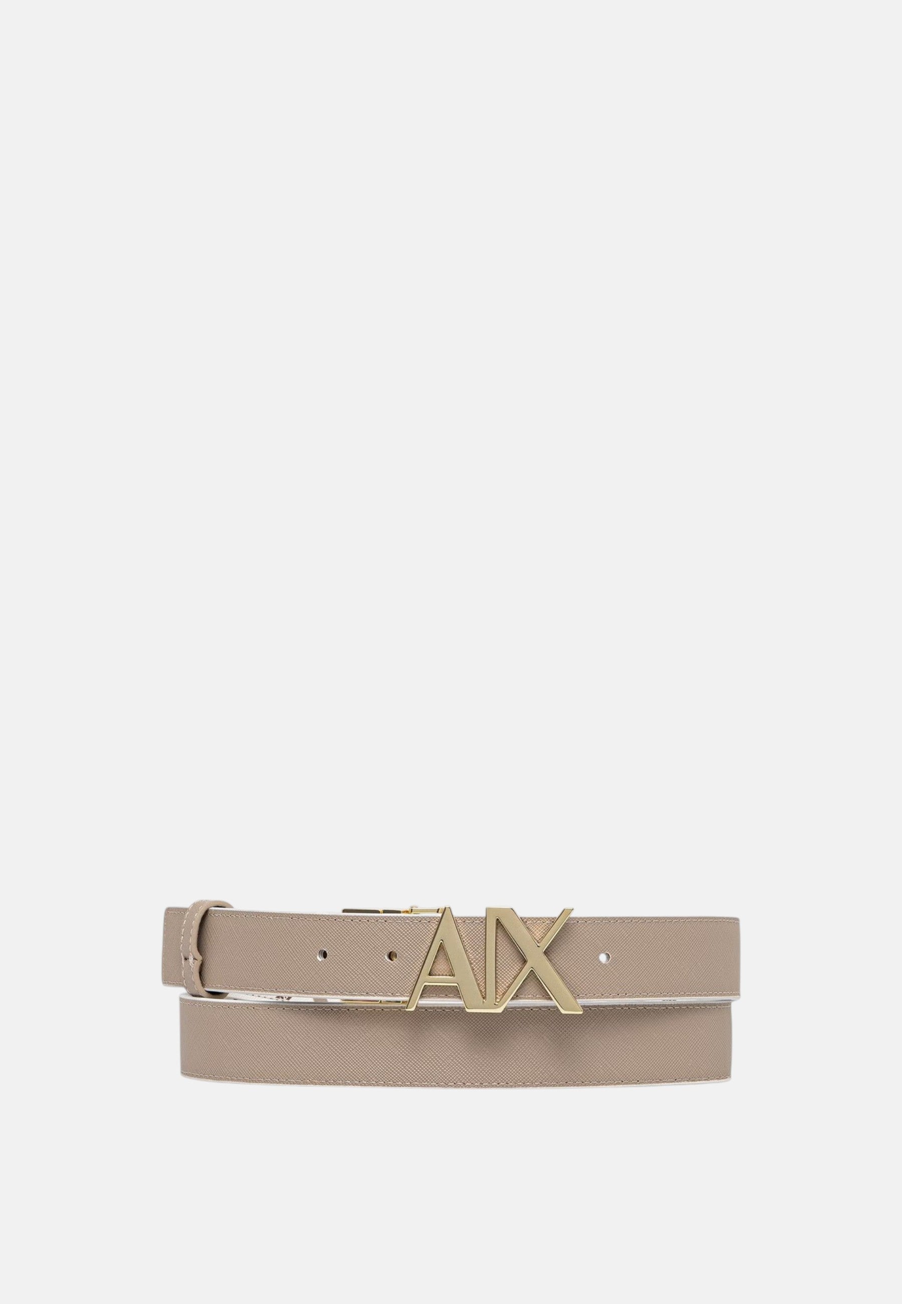 Armani Exchange Cintura reversibile bianca e beige da donna Off White/sand