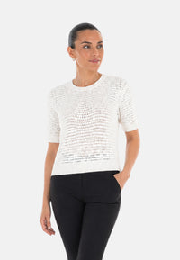 T-Shirt Donna Sun68 Bianco Panna