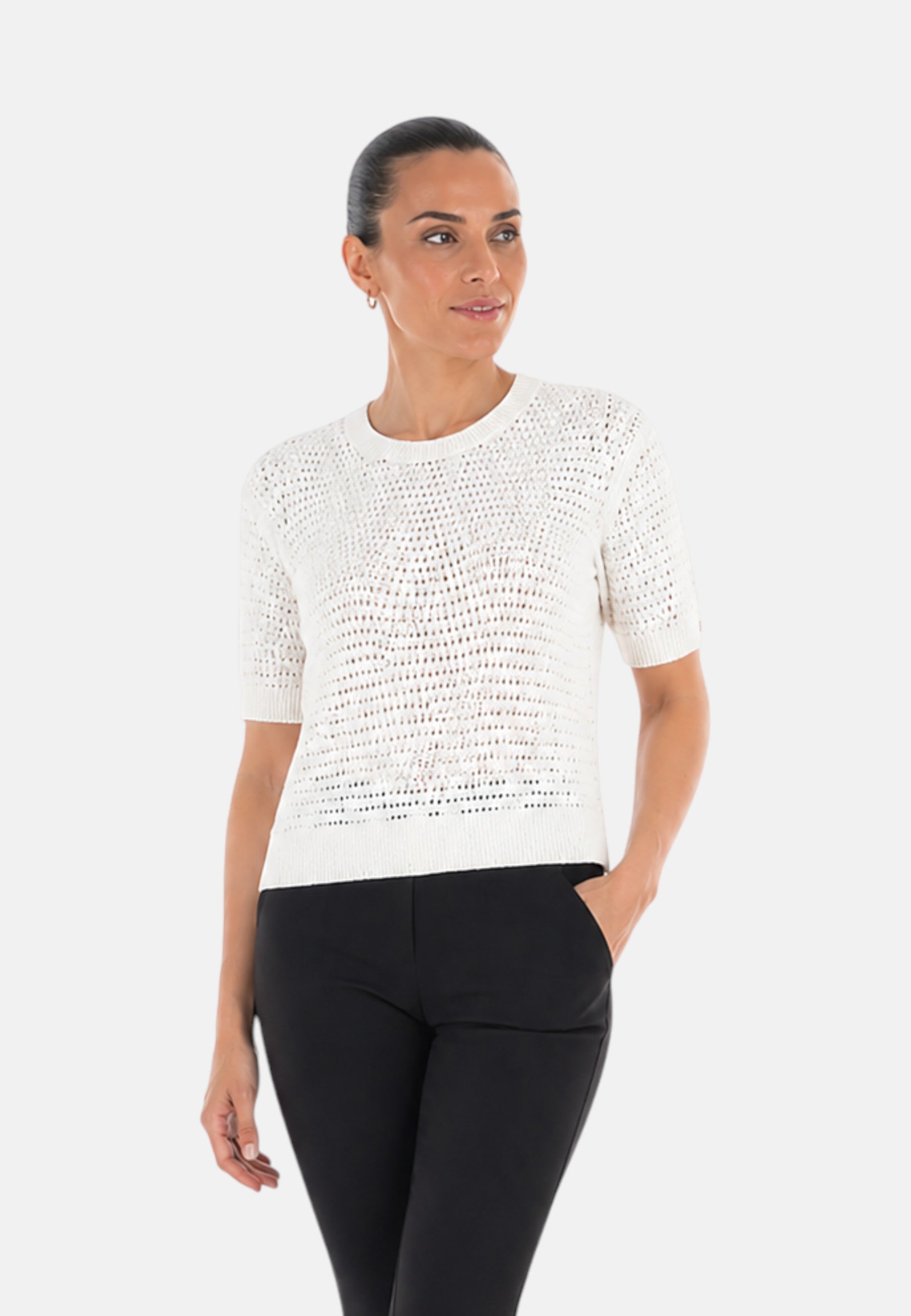 T-Shirt Donna Sun68 Bianco Panna
