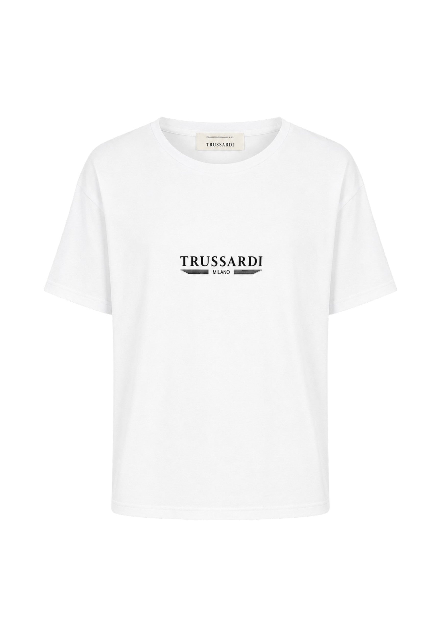 T-Shirt Uomo Trussardi Maglia Casual in Cotone con Logo White