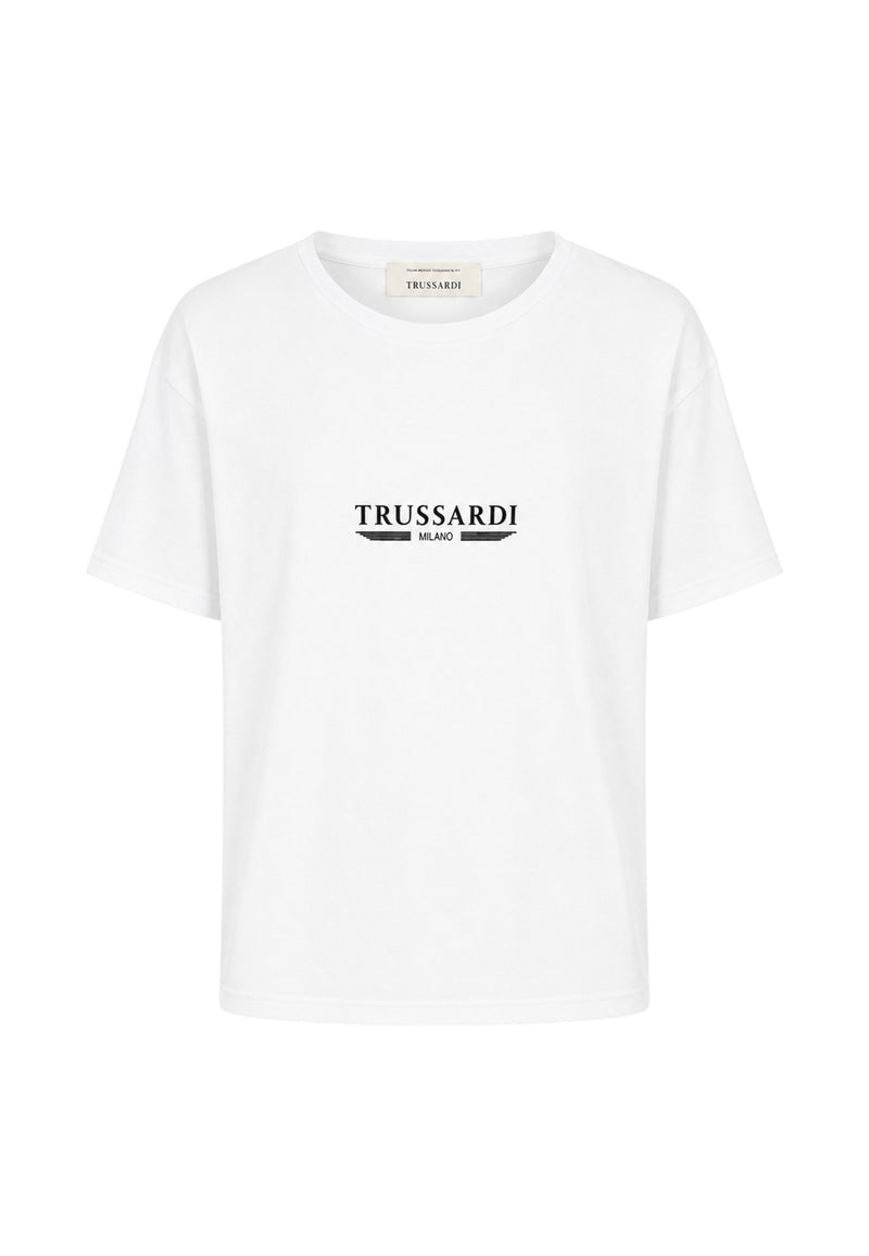 T-Shirt Uomo Trussardi Maglia Casual in Cotone con Logo White
