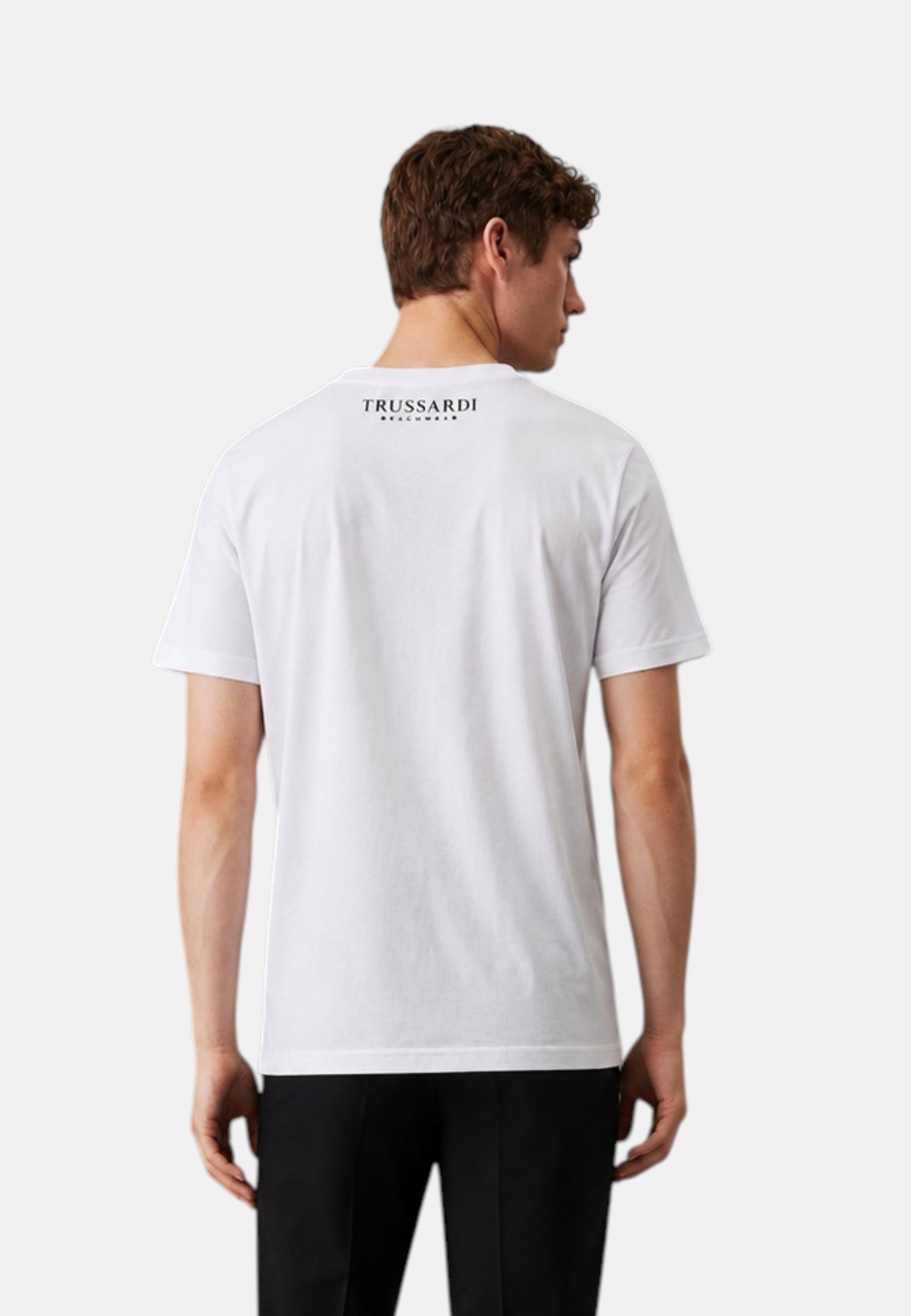 T-Shirt Uomo Trussardi Maglia Casual in Cotone con Logo White