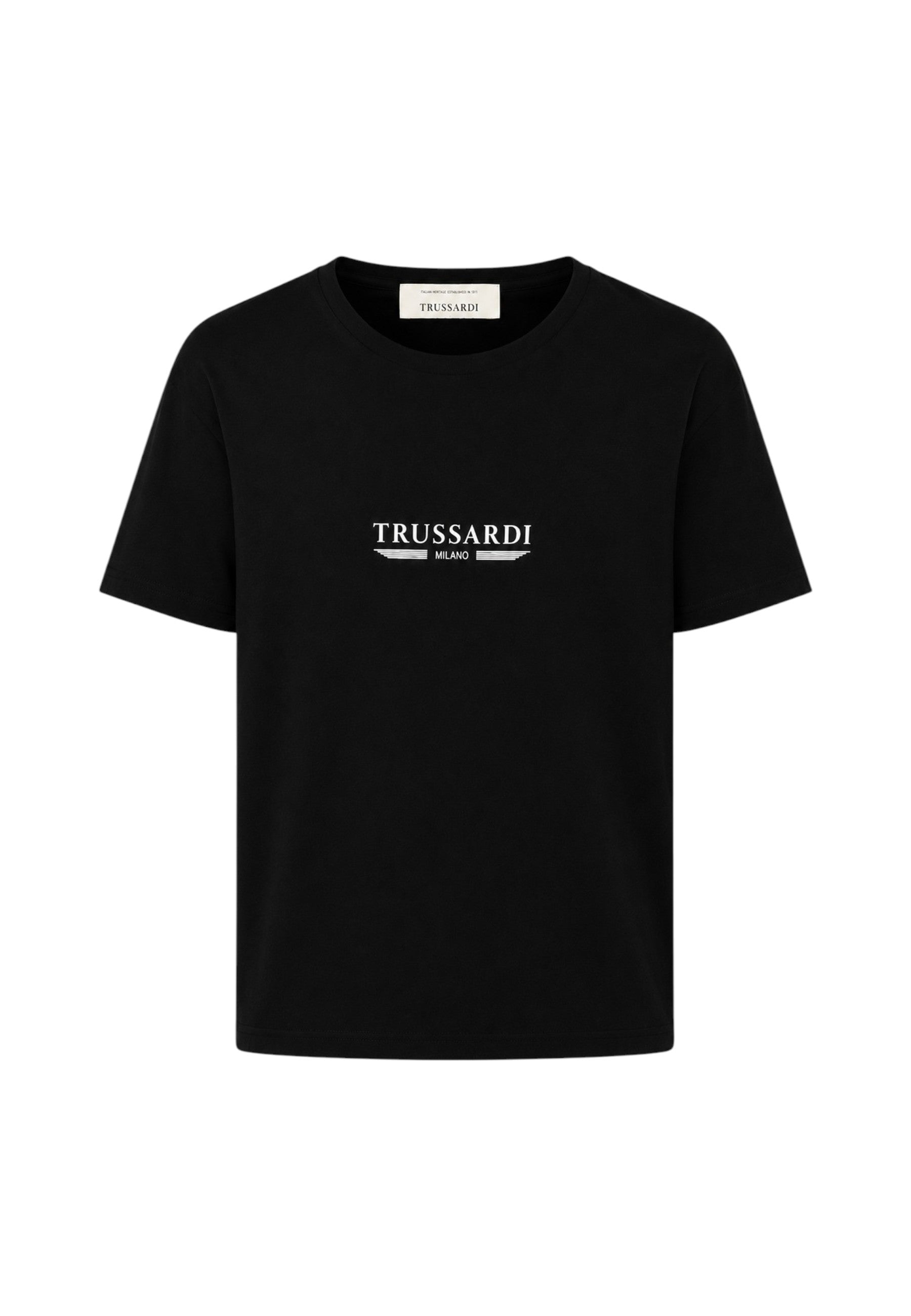 T-Shirt Uomo Trussardi Maglia Casual in Cotone con Logo Black