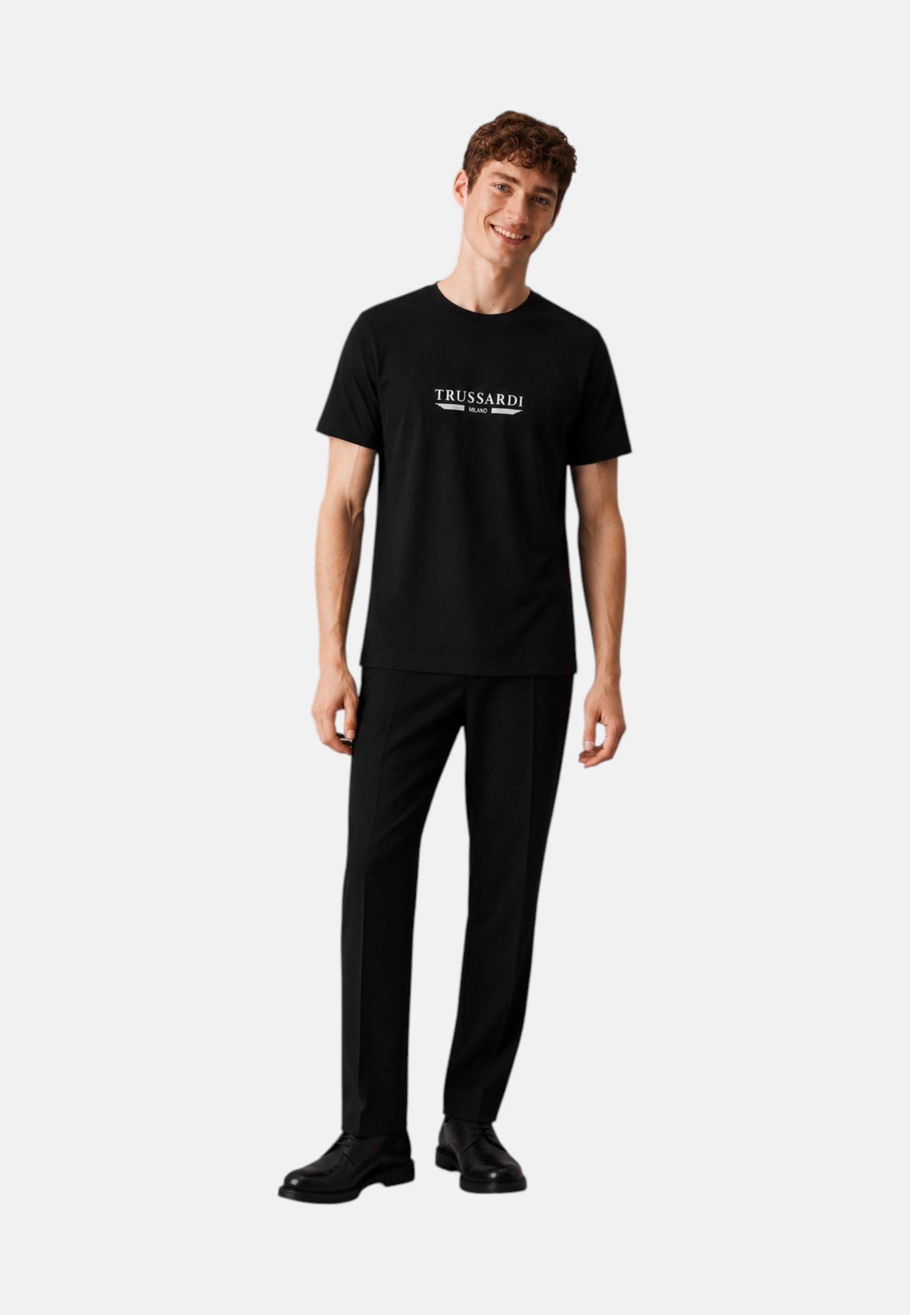 T-Shirt Uomo Trussardi Maglia Casual in Cotone con Logo Black