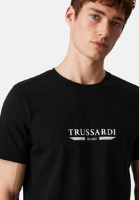 T-Shirt Uomo Trussardi Maglia Casual in Cotone con Logo Black
